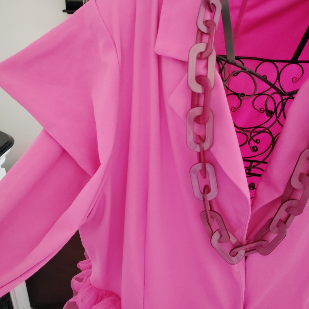 Source Unknown Pink Ruffled Blazer - image 4